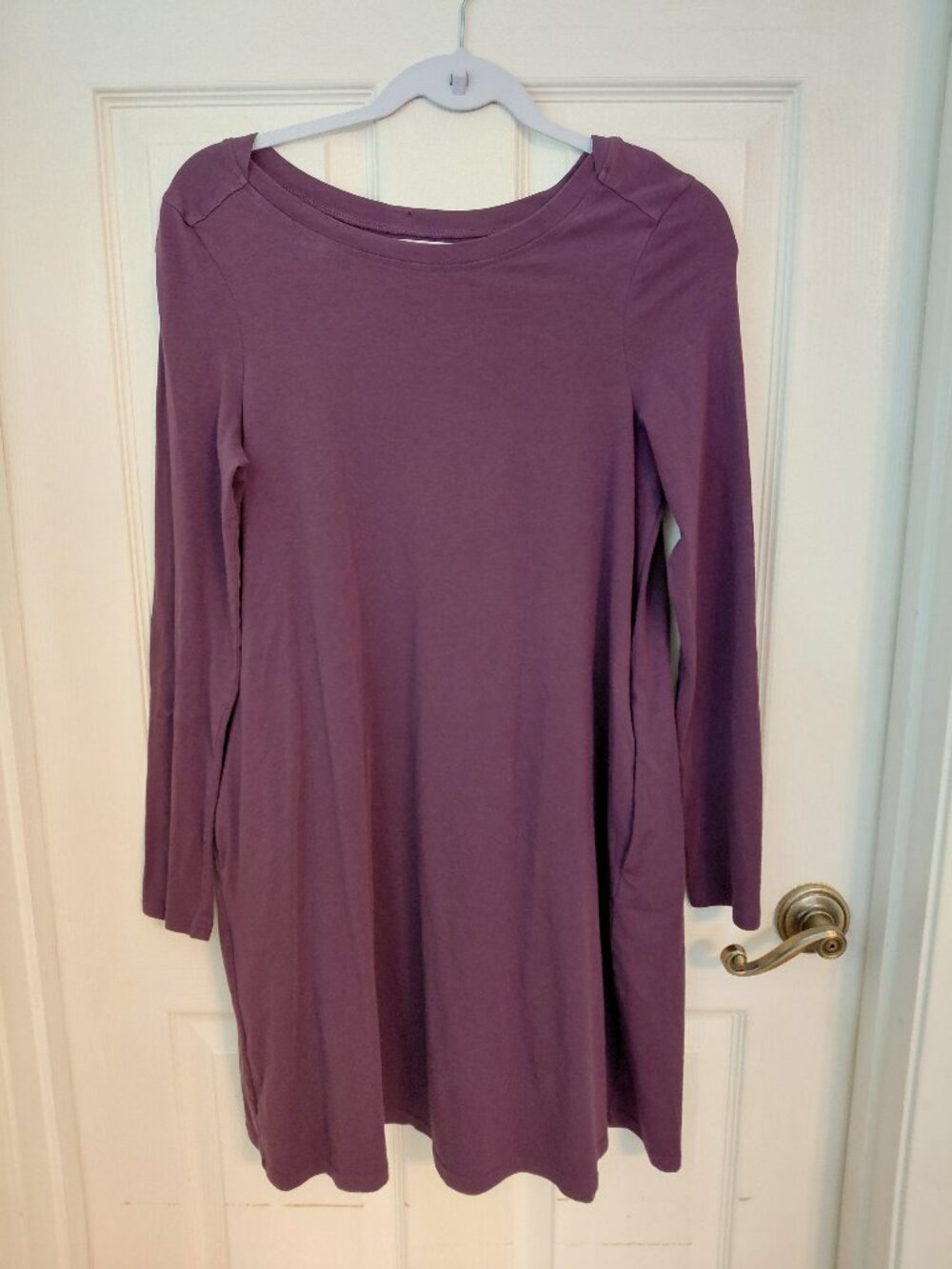Pact Organic Cotton Purple Long Sleeve Dress Tunic Size Small Spring Casual